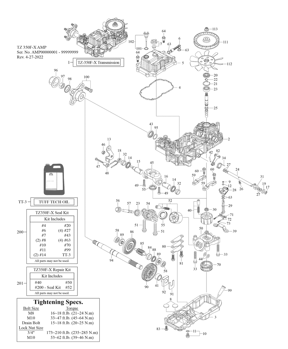 Transmission (Lh) Diagram and Parts List for ZT2-60KH (17ASEAC5A10)(2022) Cub Cadet Lawn Tractor